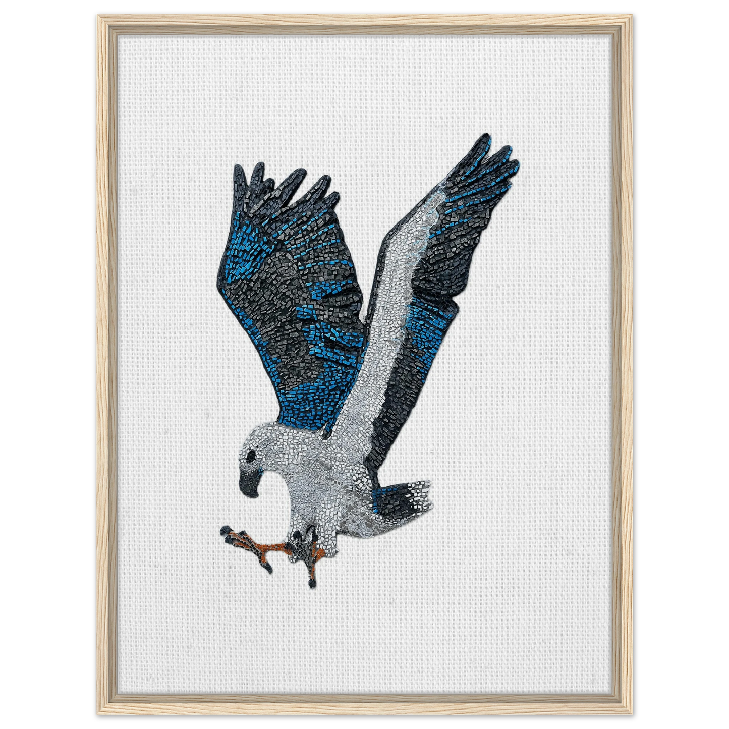 willow the white-bellied sea eagle mosaic printed on cream wood framed canvas 