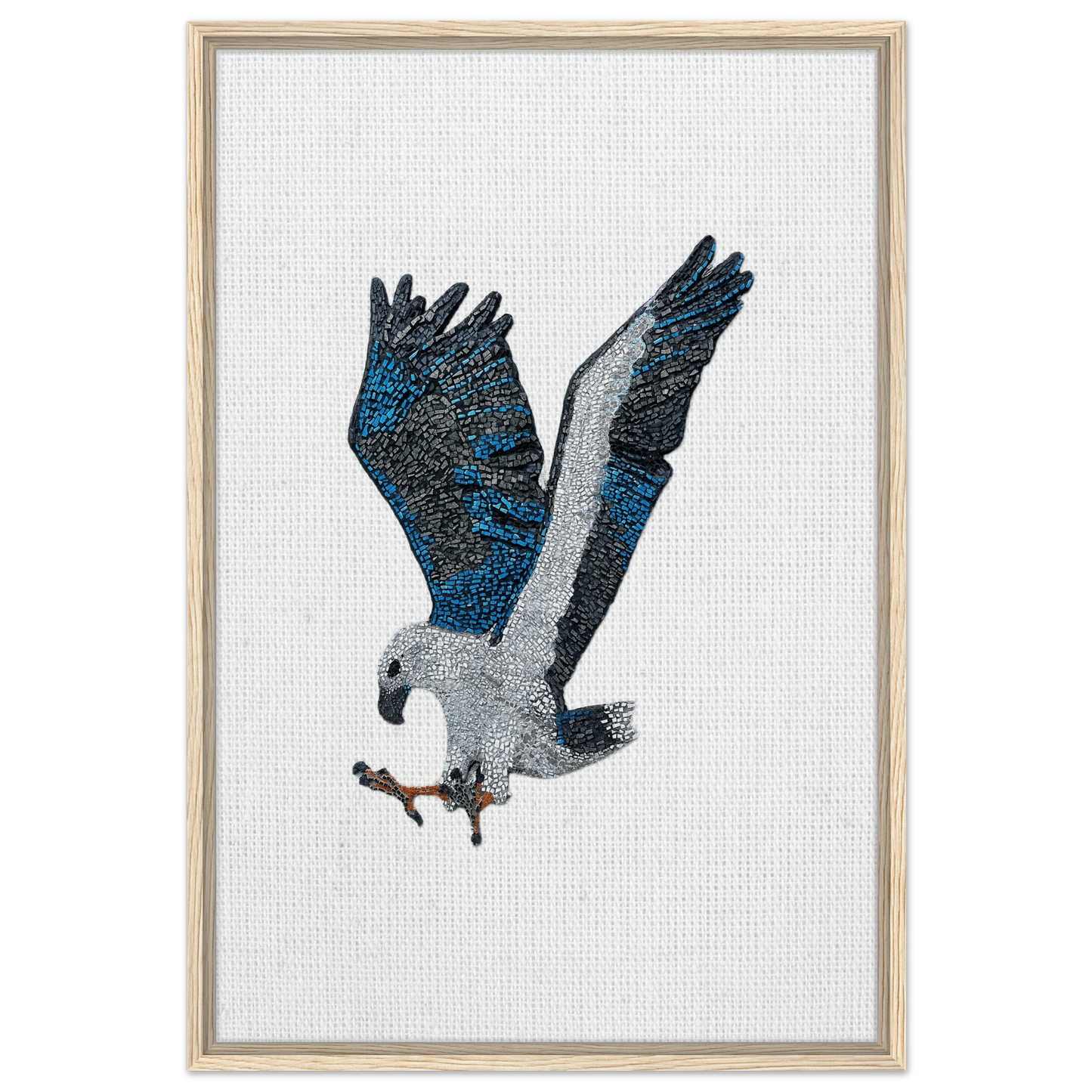willow the white-bellied sea eagle mosaic printed on cream wood framed canvas 