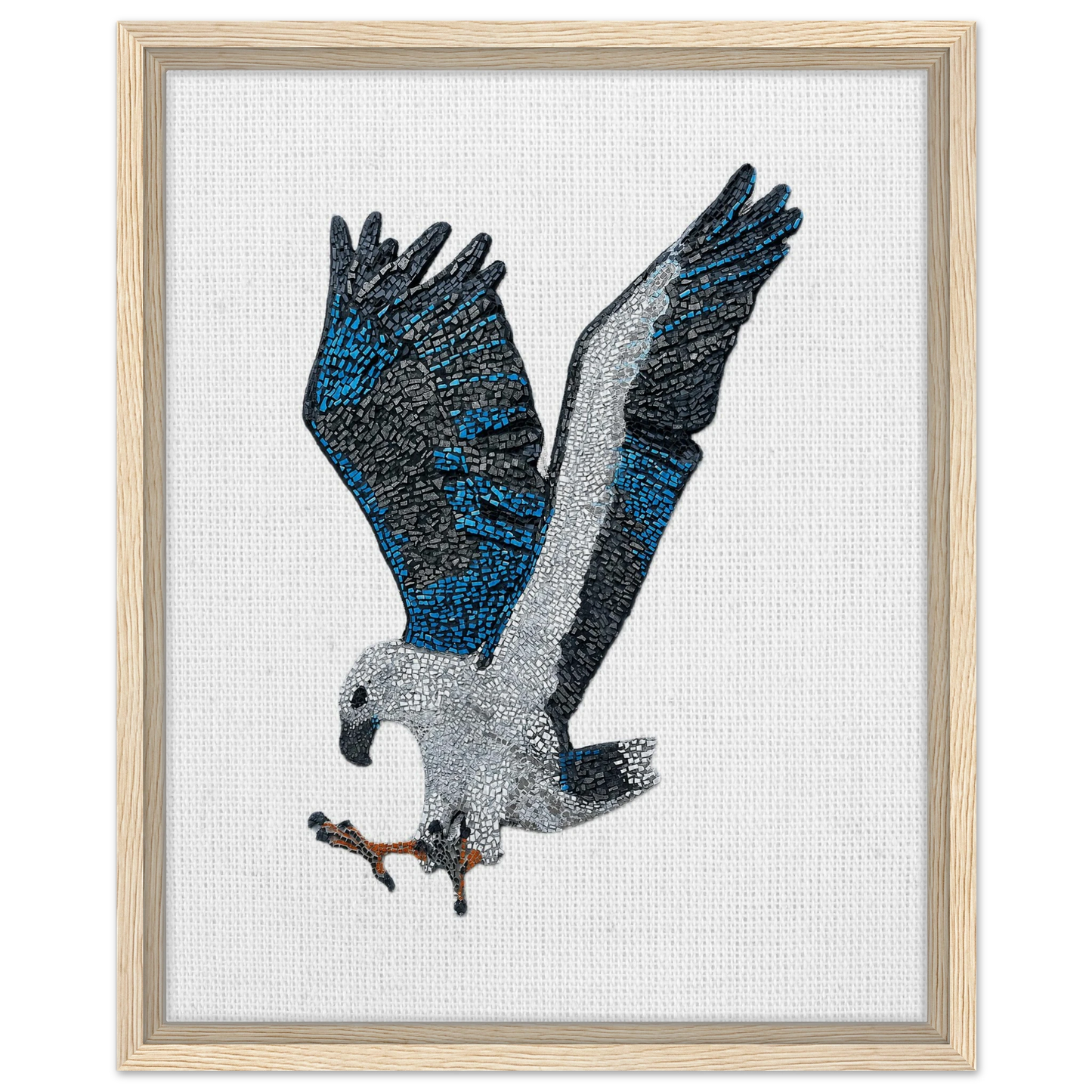 willow the white-bellied sea eagle mosaic printed on cream wood framed canvas