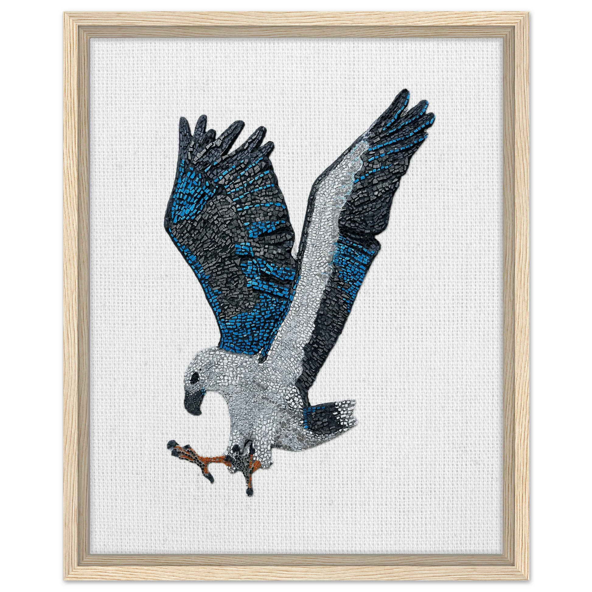 willow the white-bellied sea eagle mosaic printed on cream wood framed canvas