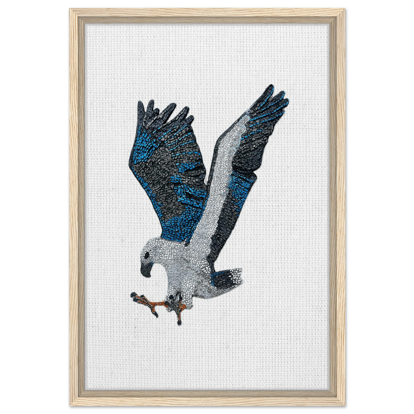 willow the white-bellied sea eagle mosaic printed on cream wood framed canvas
