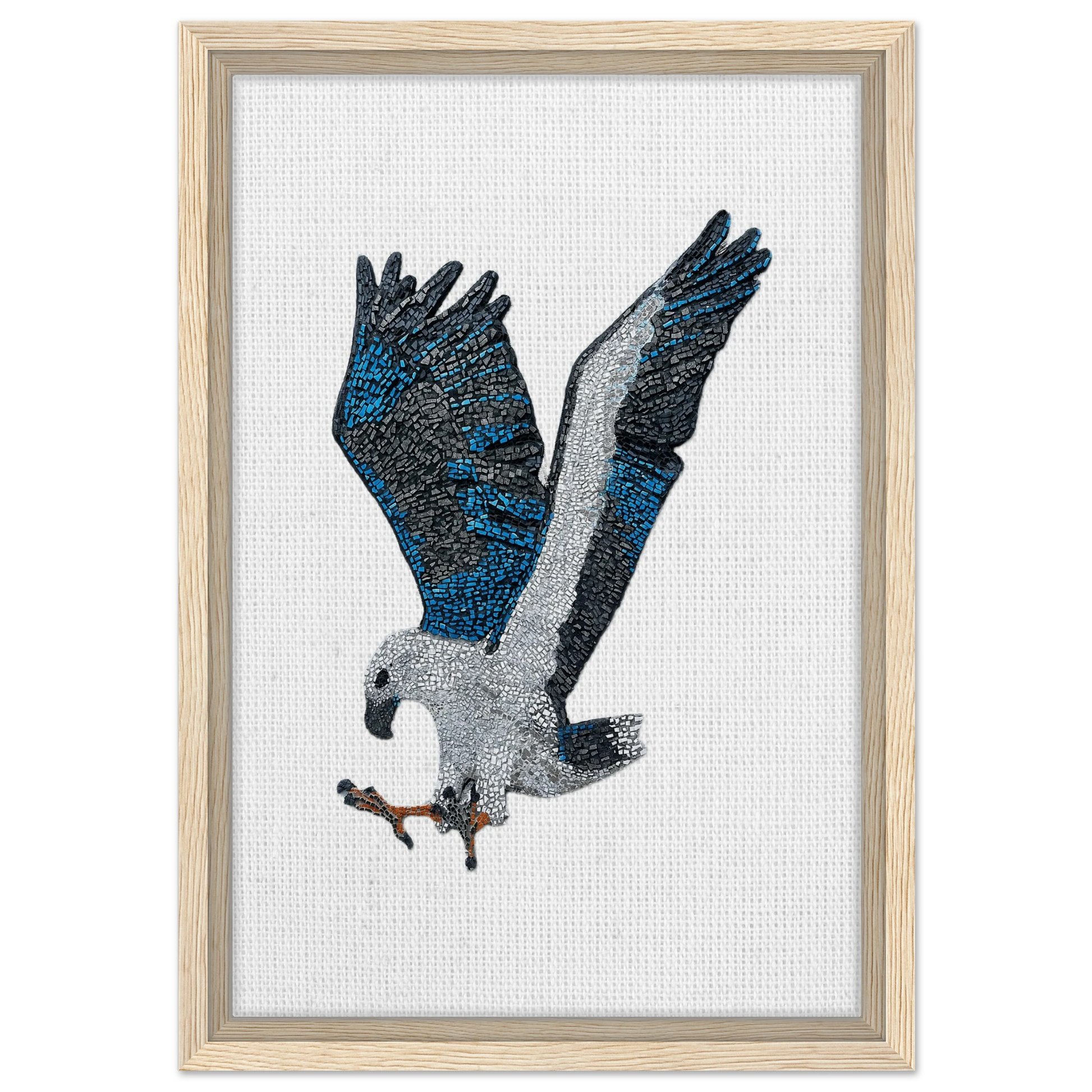willow the white-bellied sea eagle mosaic printed on cream framed canvas