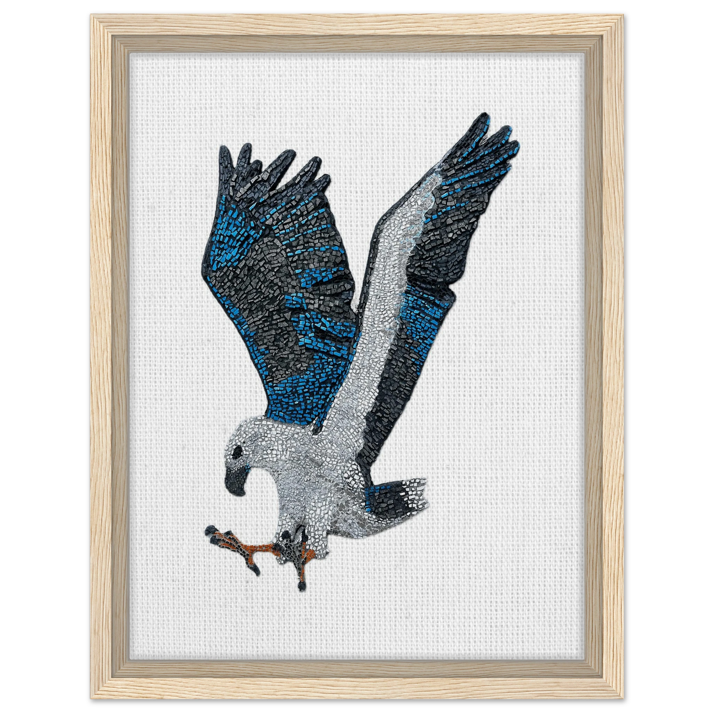 willow the white-bellied sea eagle mosaic printed on cream wooden framed canvas