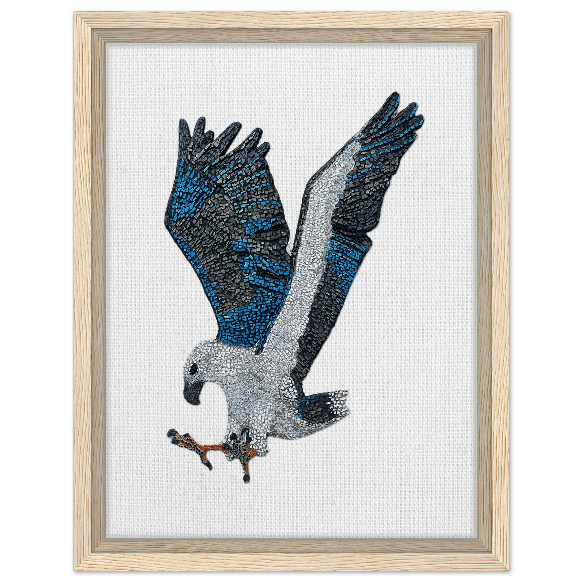 willow the white-bellied sea eagle mosaic printed on cream wooden framed canvas