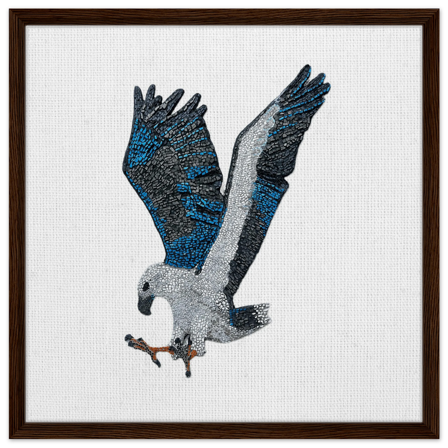 willow the white-bellied sea eagle mosaic printed on dark brown wood framed canvas 