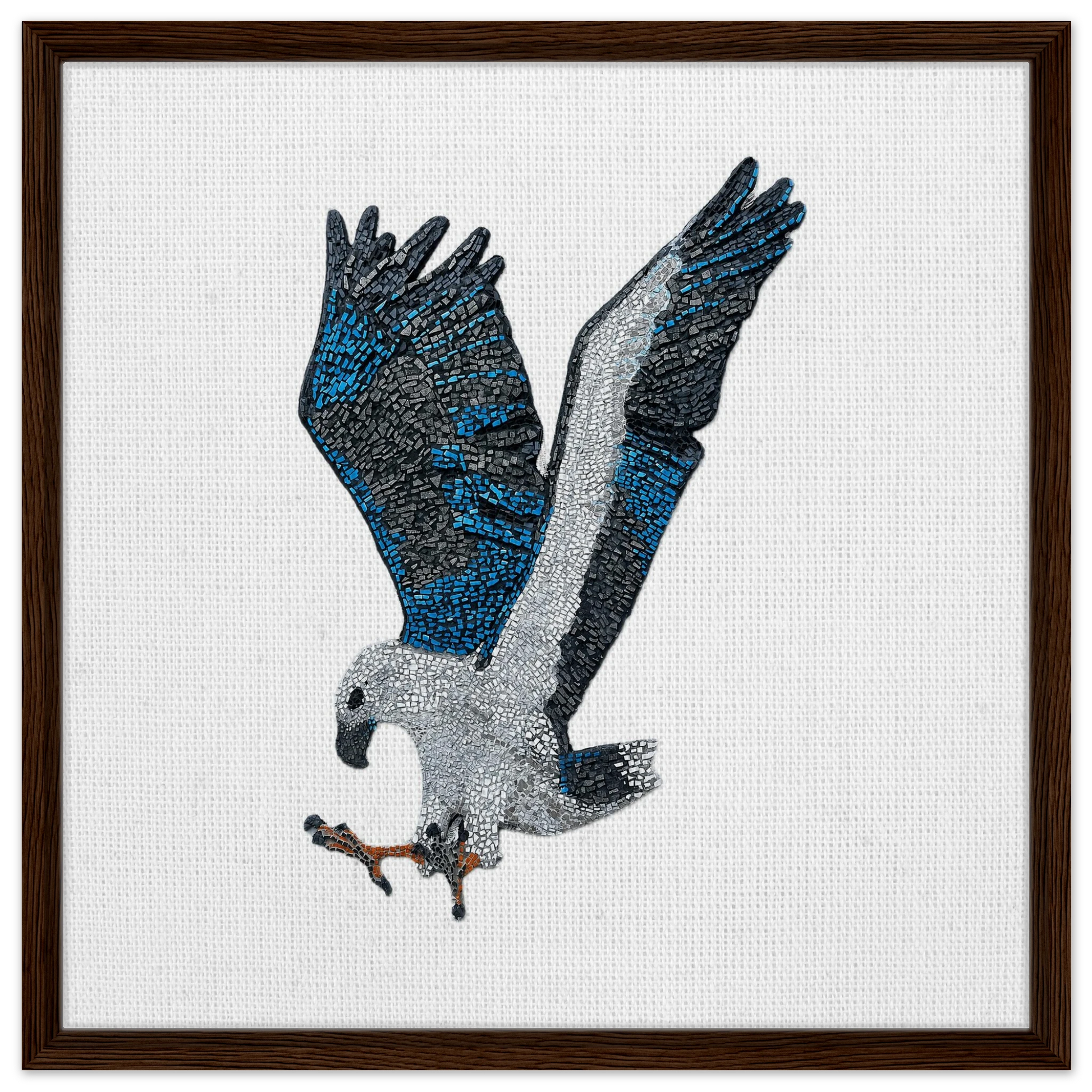 willow the white-bellied sea eagle mosaic printed on dark brown wood framed canvas 