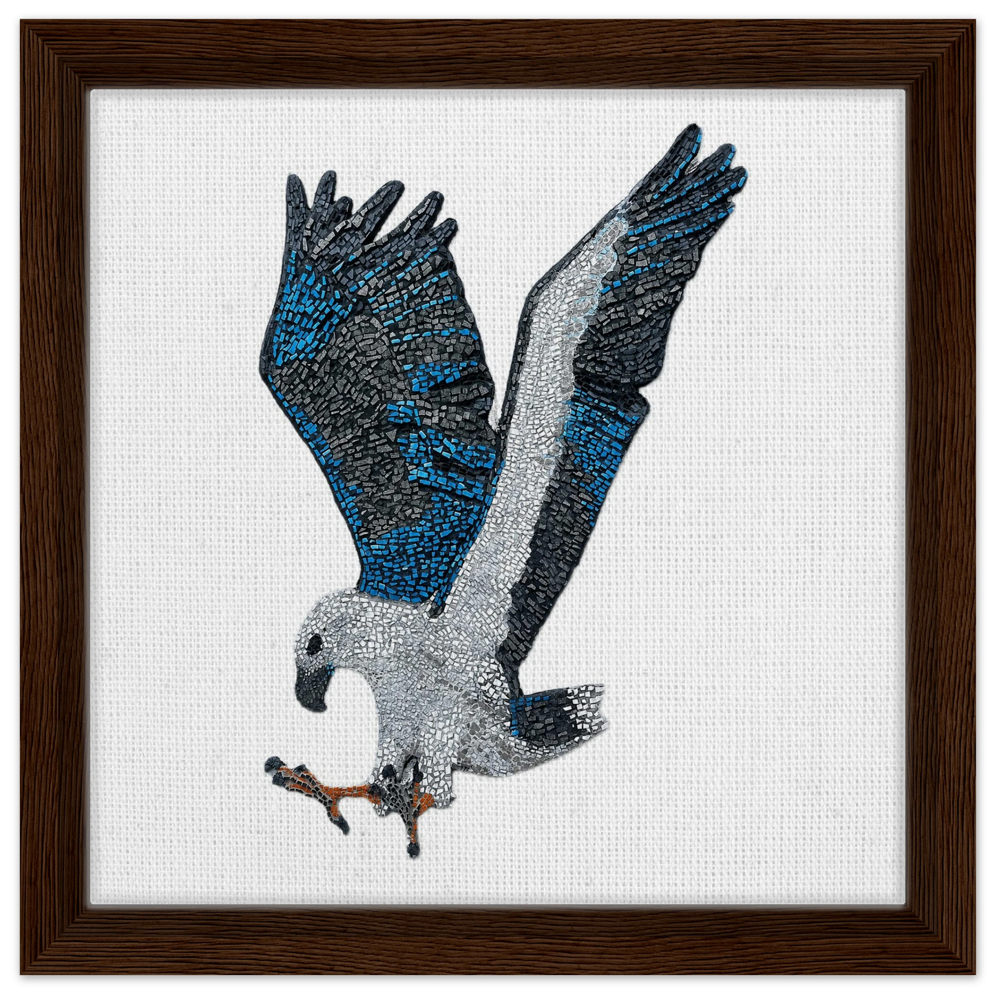 willow the white-bellied sea eagle mosaic printed on dark brown framed canvas