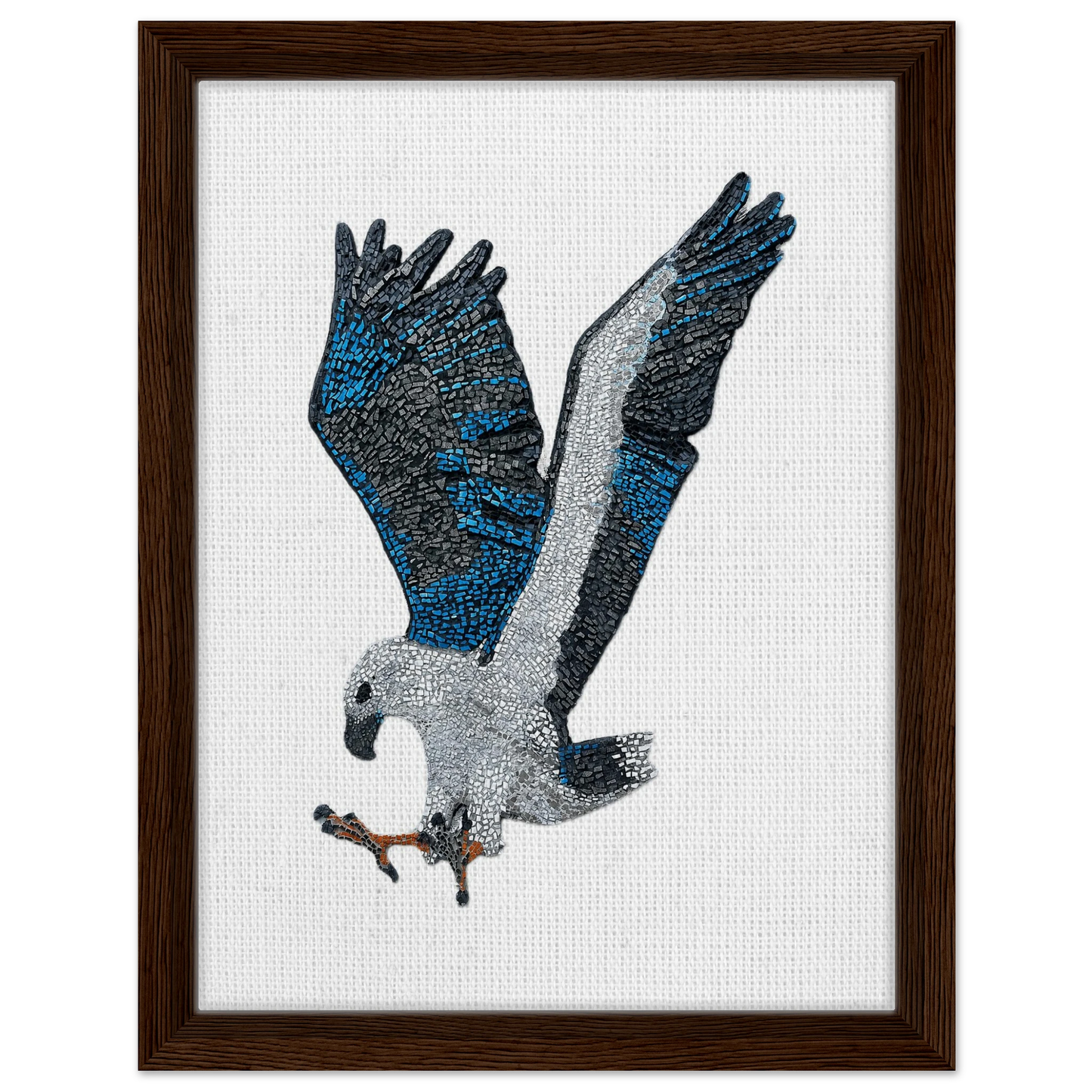 willow the white-bellied sea eagle mosaic printed on dark brown wood framed canvas 