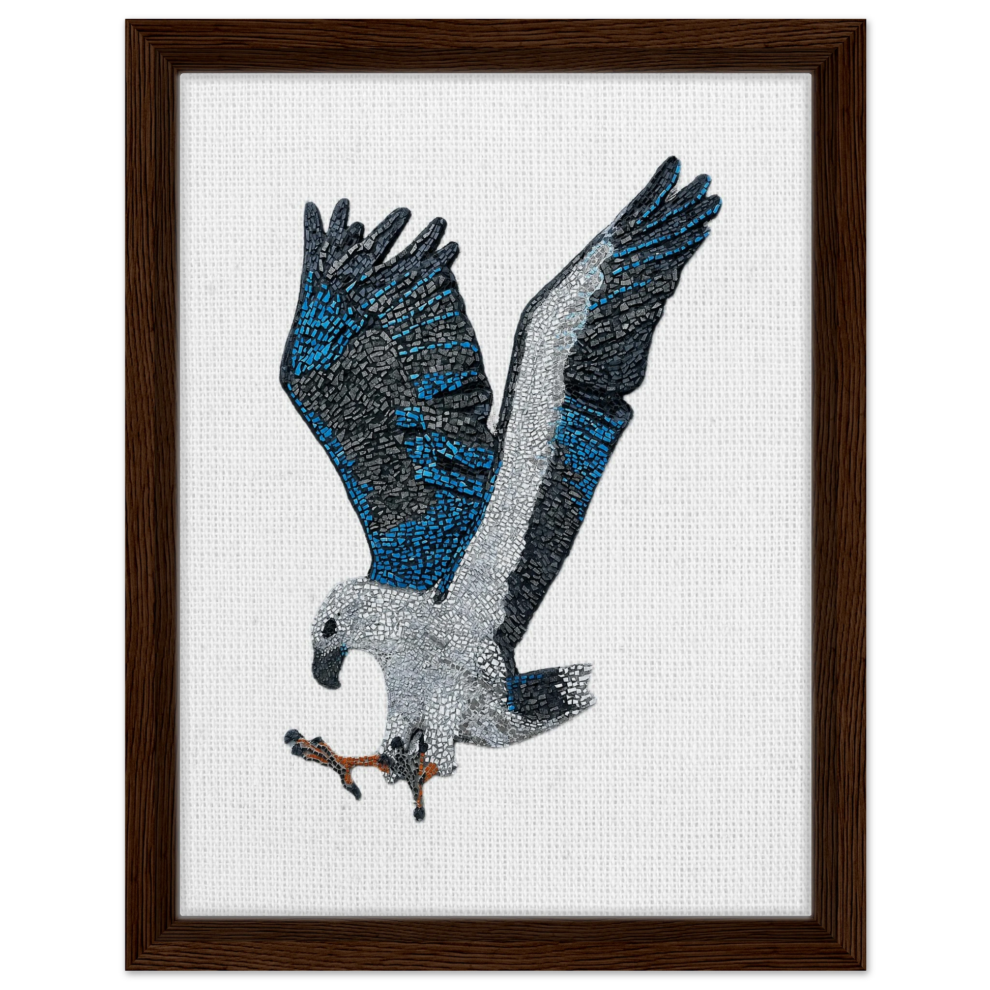 willow the white-bellied sea eagle mosaic printed on dark brown wood framed canvas 
