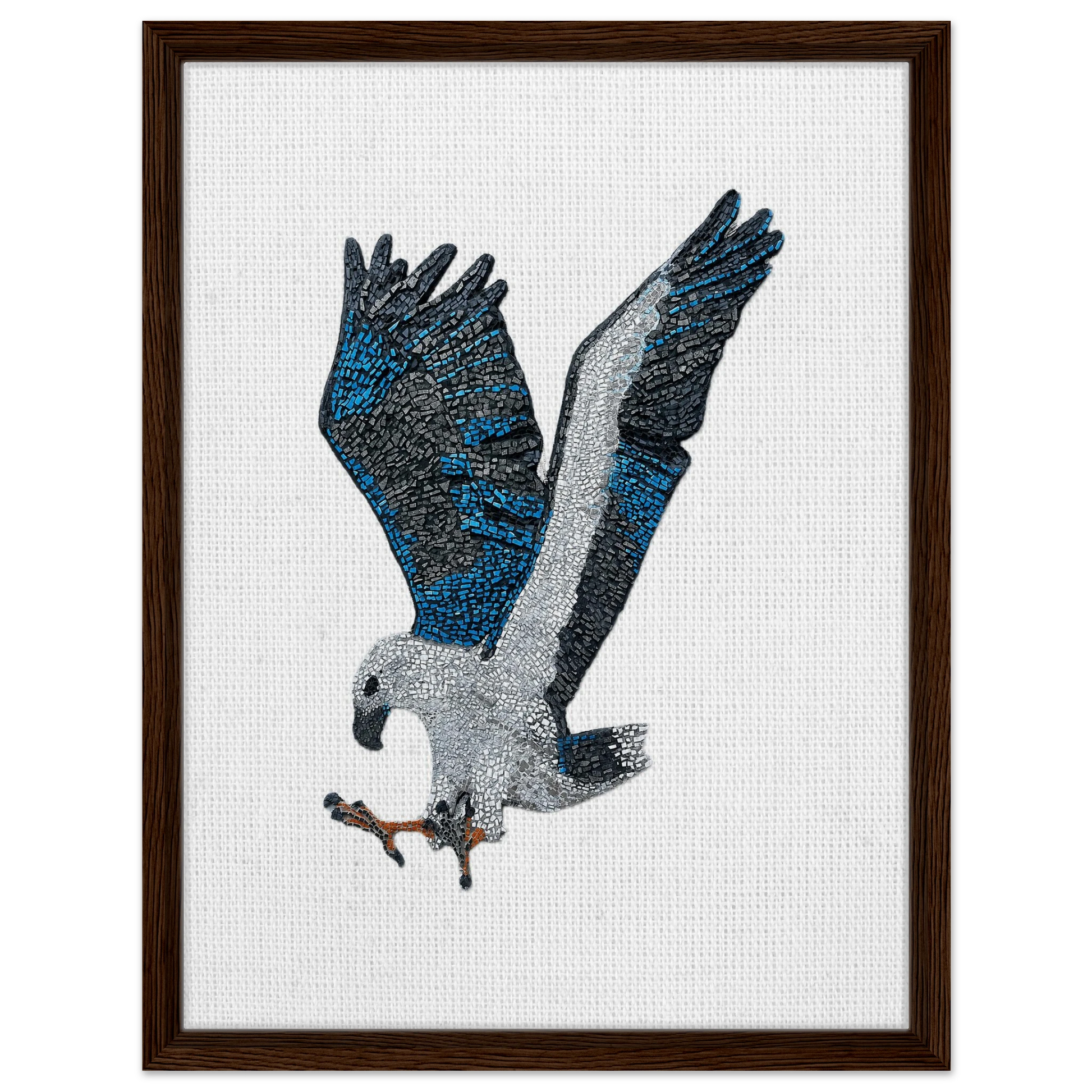 willow the white-bellied sea eagle mosaic printed on dark brown wood framed canvas 