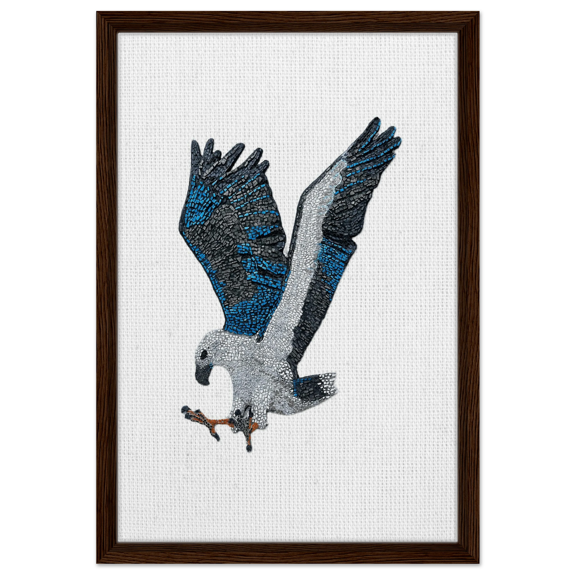 willow the white-bellied sea eagle mosaic printed on dark brown wood framed canvas 