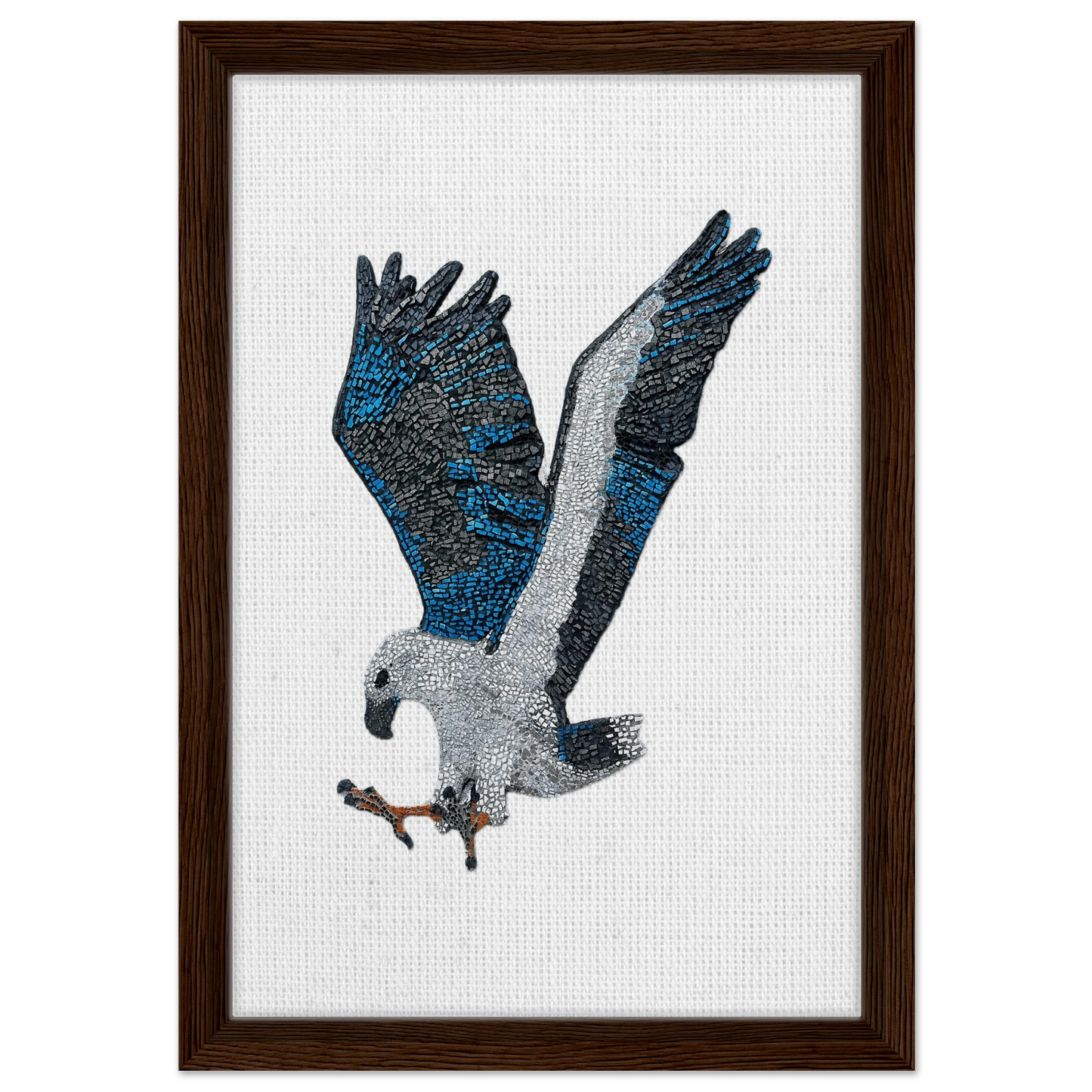 willow the white-bellied sea eagle mosaic printed on dark brown framed canvas 