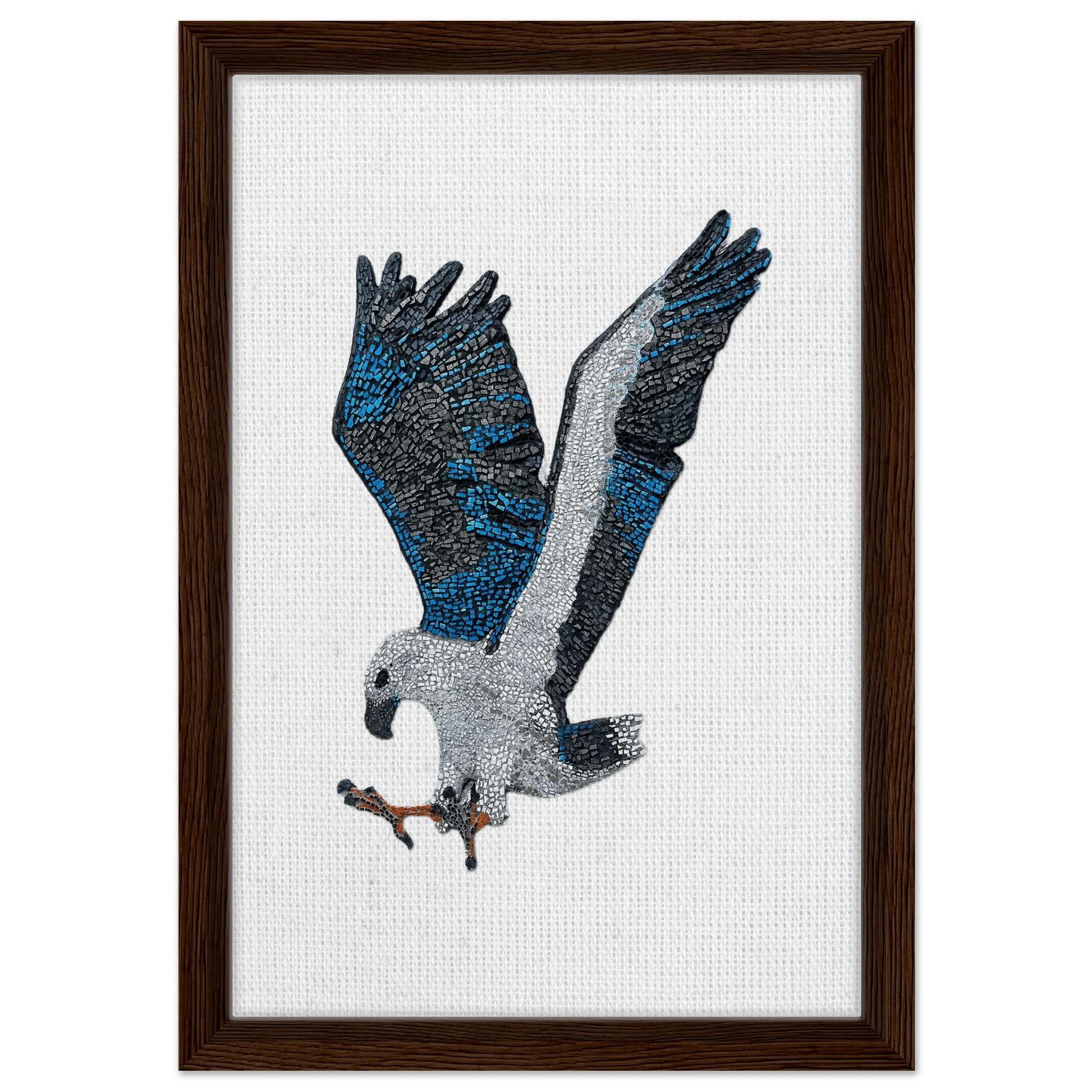 willow the white-bellied sea eagle mosaic printed on dark brown framed canvas 