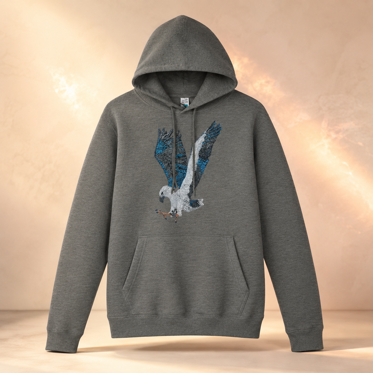 Premium Unisex Pullover Hoodie | Clothing | "Willow" the White-bellied Sea Eagle Mosaic