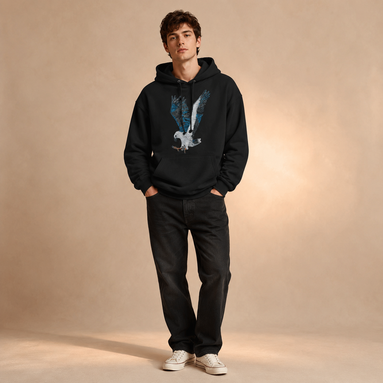 Premium Unisex Pullover Hoodie | Clothing | "Willow" the White-bellied Sea Eagle Mosaic