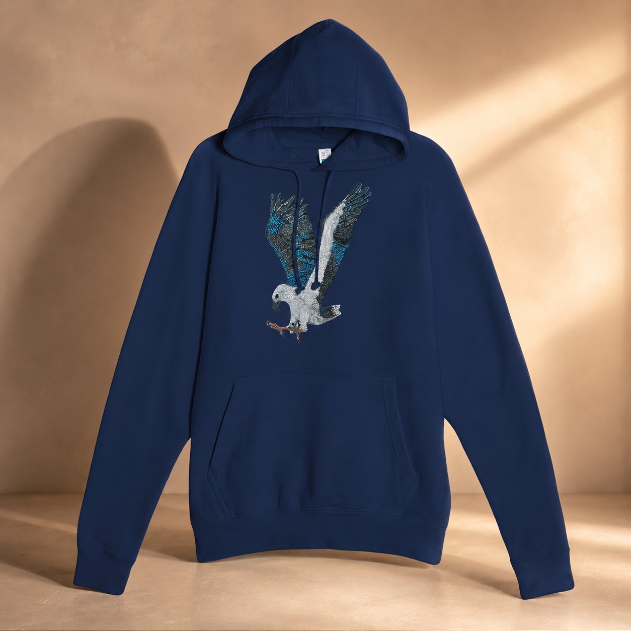 Premium Unisex Pullover Hoodie | Clothing | "Willow" the White-bellied Sea Eagle Mosaic