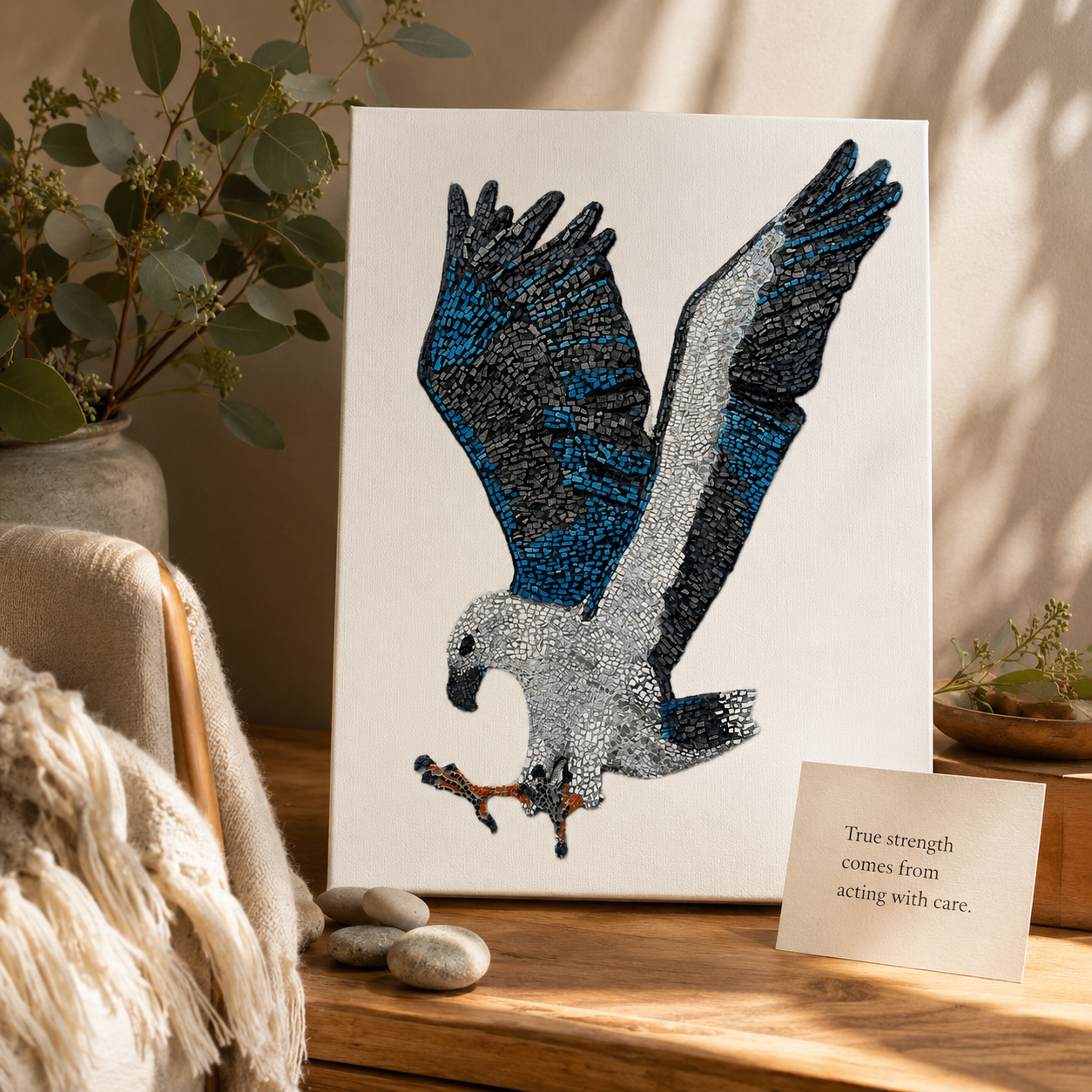 Willow White-bellied Sea Eagle art print styled as meaningful Australian wildlife wall art about resilience, care and conservation.