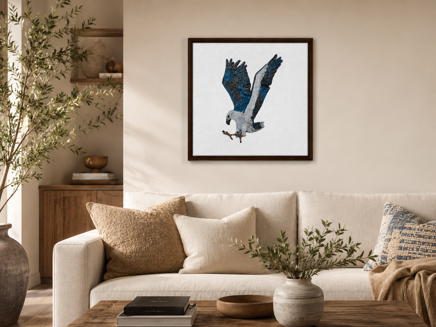 willow the white-bellied sea eagle mosaic framed canvas