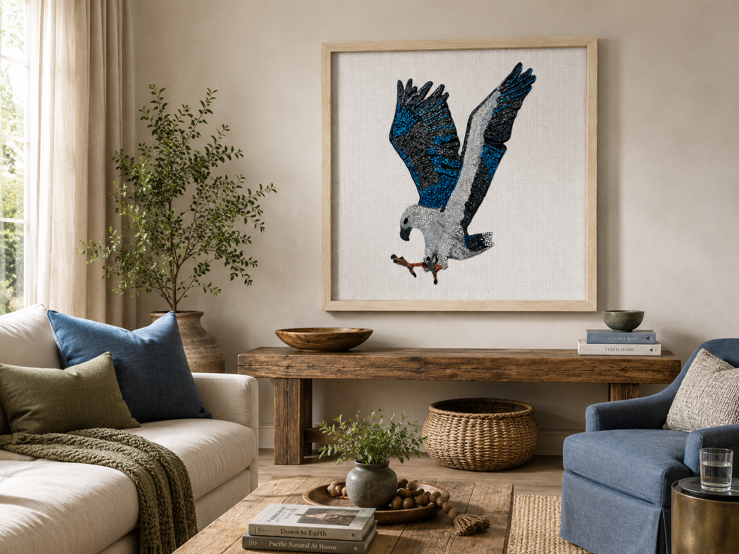 Willow White-bellied Sea Eagle framed canvas displayed as luxury conservation-inspired wall art about protection, resilience and hope.