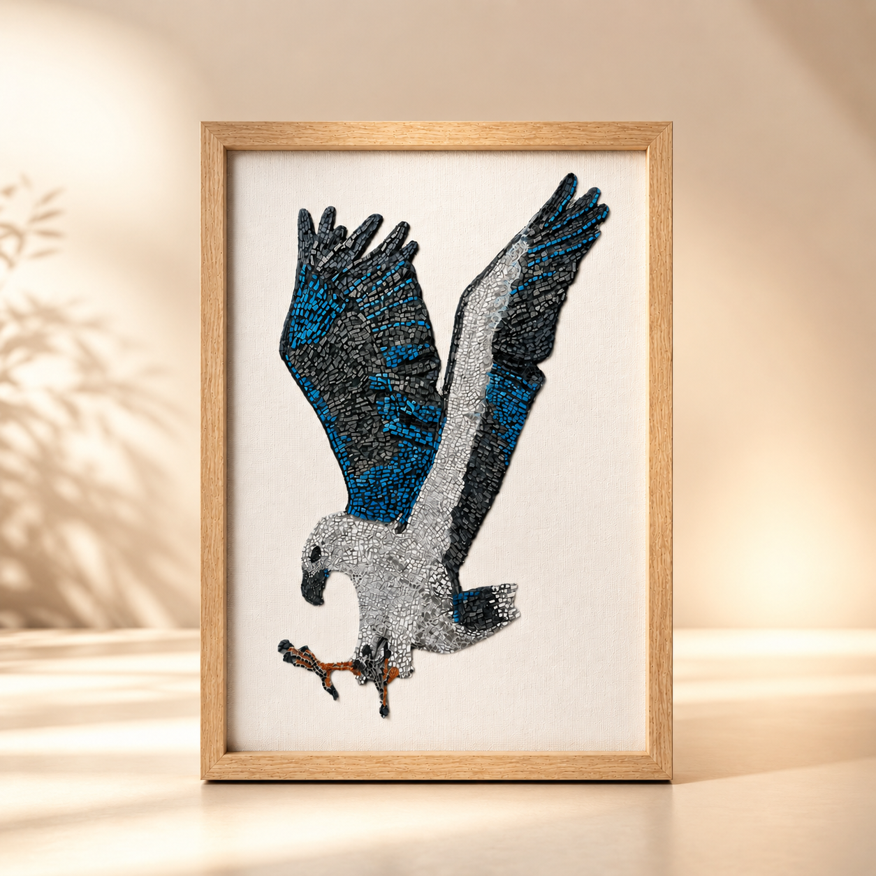 Premium Wooden Framed Poster With Museum-Quality Matte Paper | "Willow" the White-bellied Sea Eagle Mosaic
