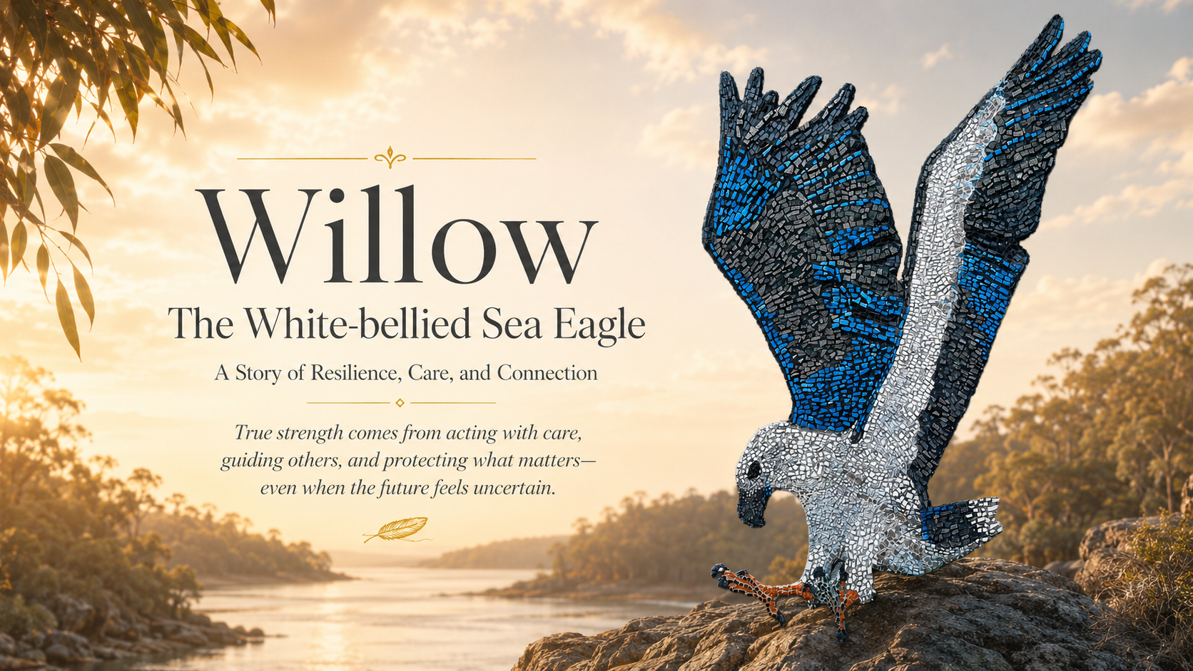 Load video: Willow is a story-led handmade mosaic artwork about protecting what matters, finding courage in uncertainty, and staying caring in a changing world.
